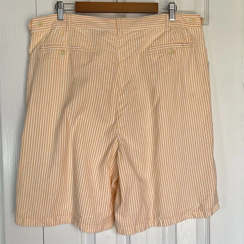 Men’s Shorts Size 38 Cotton Orange Pleated James Tattersall - Picture 3 of 16